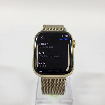 GPS Only Apple Watch Series 8 Gold Radiant Gold Milanese Loop MNKP3LL/A