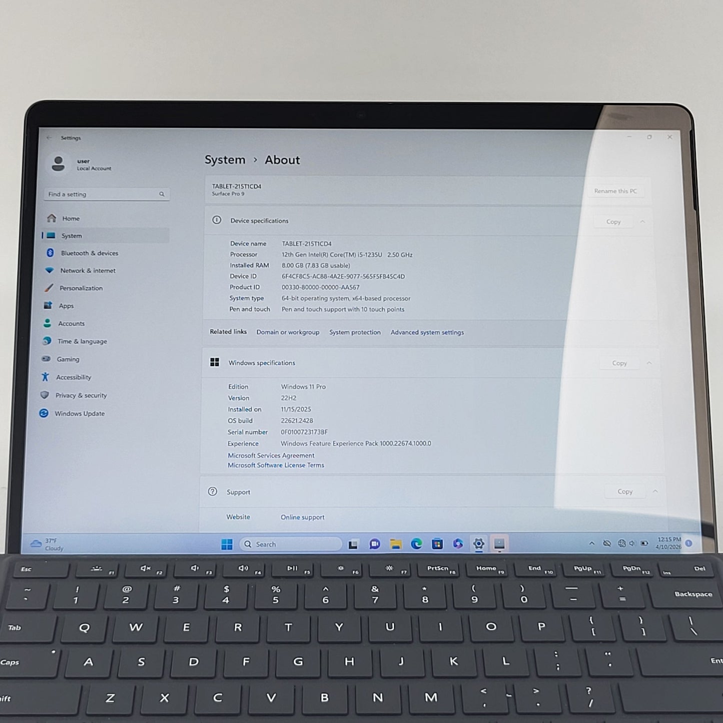 Microsoft Surface Pro 9 2038 13" i5-1235U 2.5GHz 8GB RAM 256GB SSD