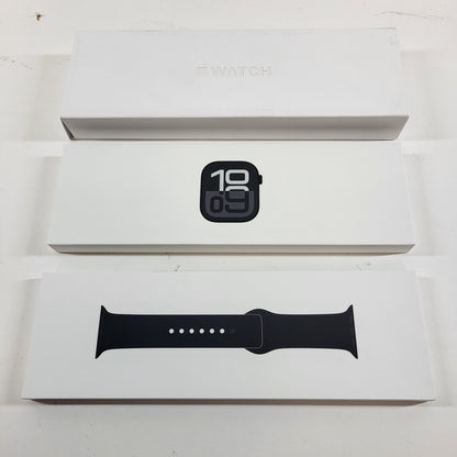 New Unlocked Apple Watch Series 10 46MM Jet Black Aluminum Black Sport Band