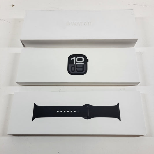 New Unlocked Apple Watch Series 10 46MM Jet Black Aluminum Black Sport Band