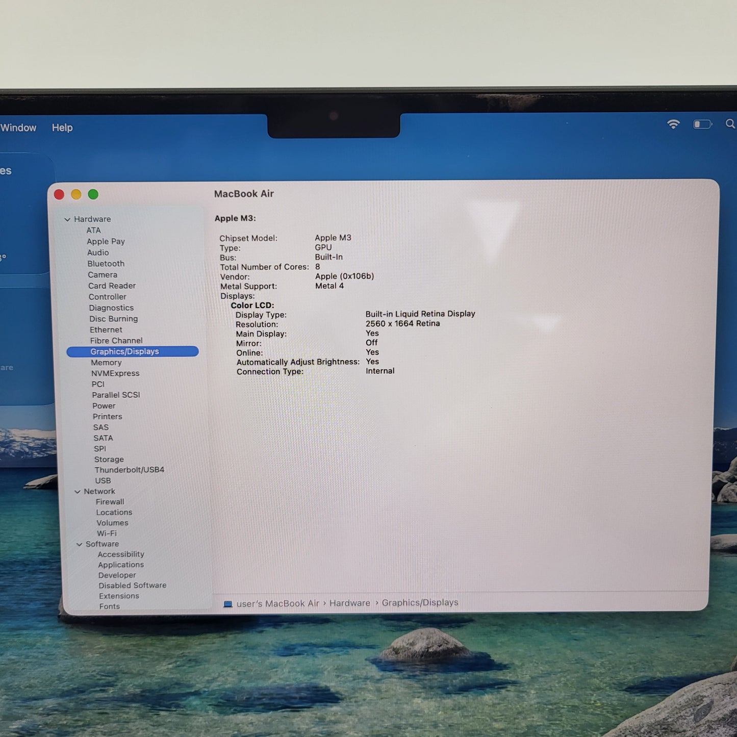 2024 Apple MacBook Air 13.6" M3 8C GPU 4.0GHz 8GB RAM 256GB SSD A3113 READ