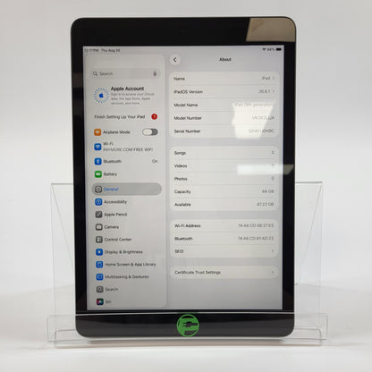 WiFi Only Apple iPad 9th Gen 64GB Space Gray MK2K3LL/A