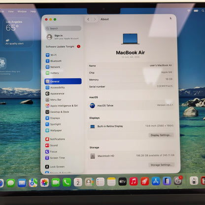 2025 Apple MacBook Air 13.6" M4 8C GPU 4.5GHz 16GB RAM 256GB SSD A3240