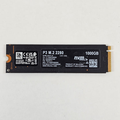 Crucial 2280mm P3 1TB M.2 NVMe Gen 3.0 x 4 SSD CT1000P3SSD8