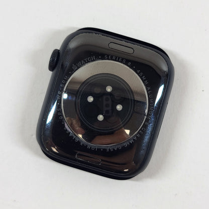 GPS Only Apple Watch Series 8 45MM Midnight Aluminum Anchor Blue Braided Solo 