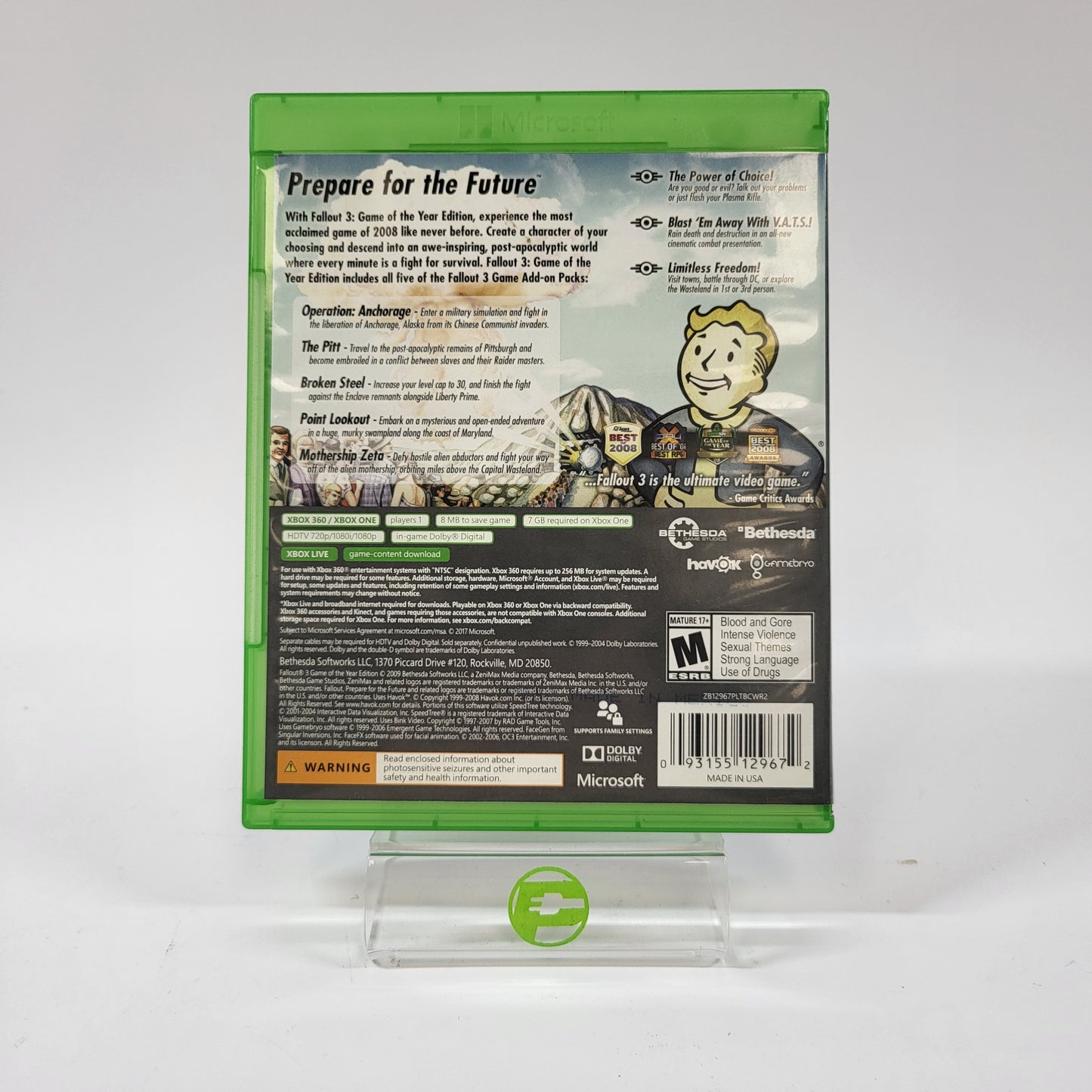 Fallout 3 [Game of the Year Platinum Hits] (Microsoft Xbox One, 2009)