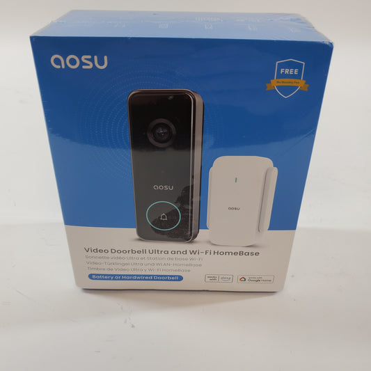 New Aosu Video Doorbell Ultra and Wi-Fi HomeBase Black V8S1AX11