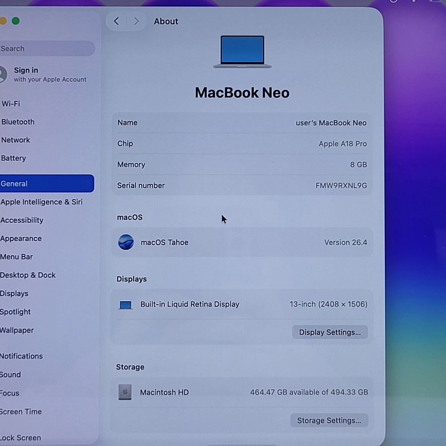 2026 Apple MacBook Neo 13" A18 Pro 5C GPU 4.0GHz 8GB RAM 512GB SSD MHFC4LL/A