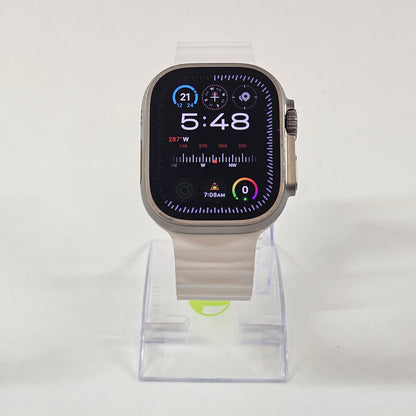 Unlocked Apple Watch Ultra 49MM Natural Titanium White Ocean Band MNH83LL/A