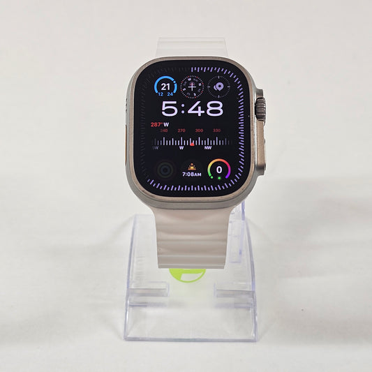 Unlocked Apple Watch Ultra 49MM Natural Titanium White Ocean Band MNH83LL/A