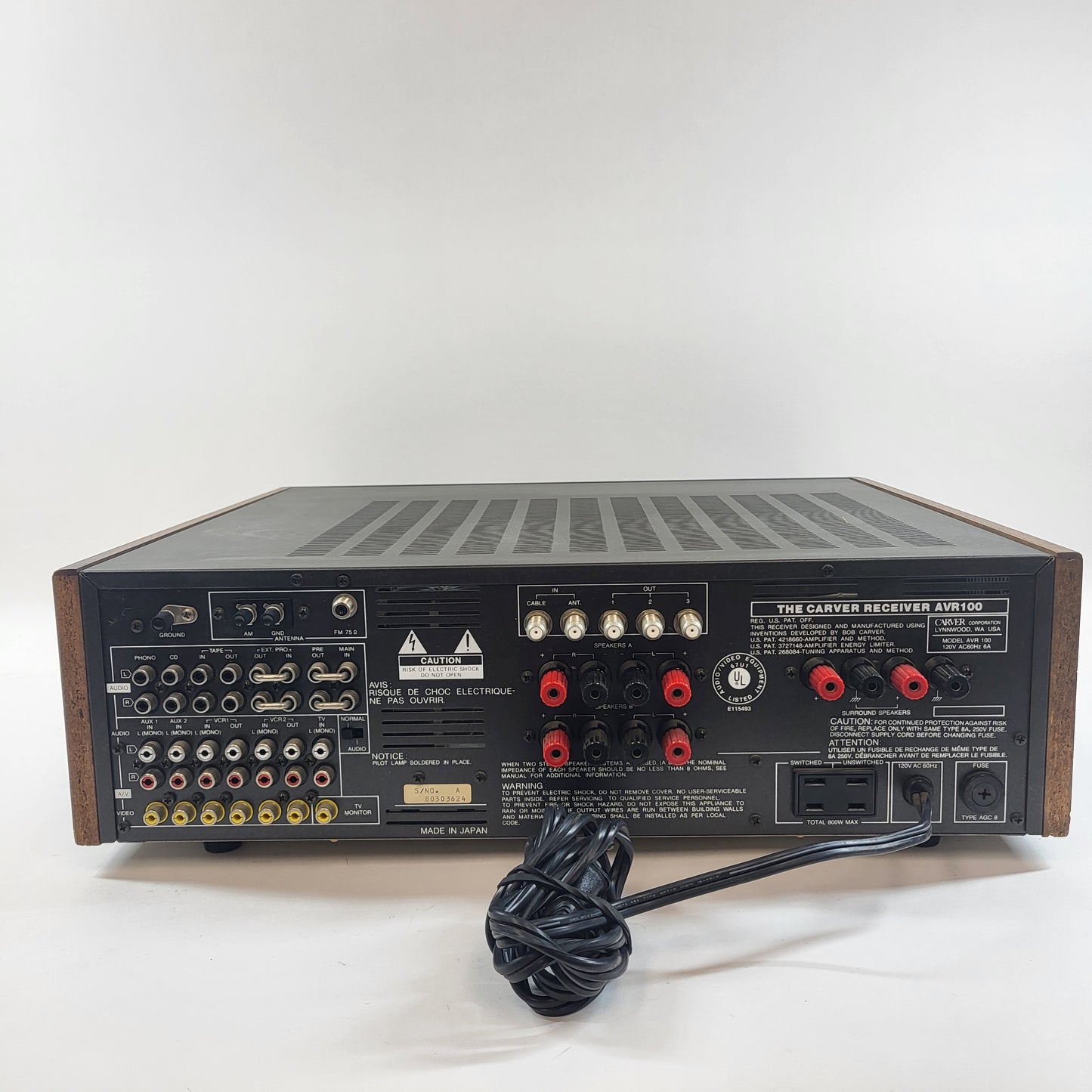 Carver Magnetic Field Amplifier Audio Video Sound Receiver AVR-100 READ