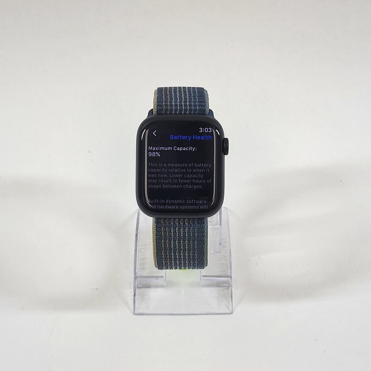 GPS Only Apple Watch Series 8 45MM Midnight Aluminum Anchor Blue Braided Solo 