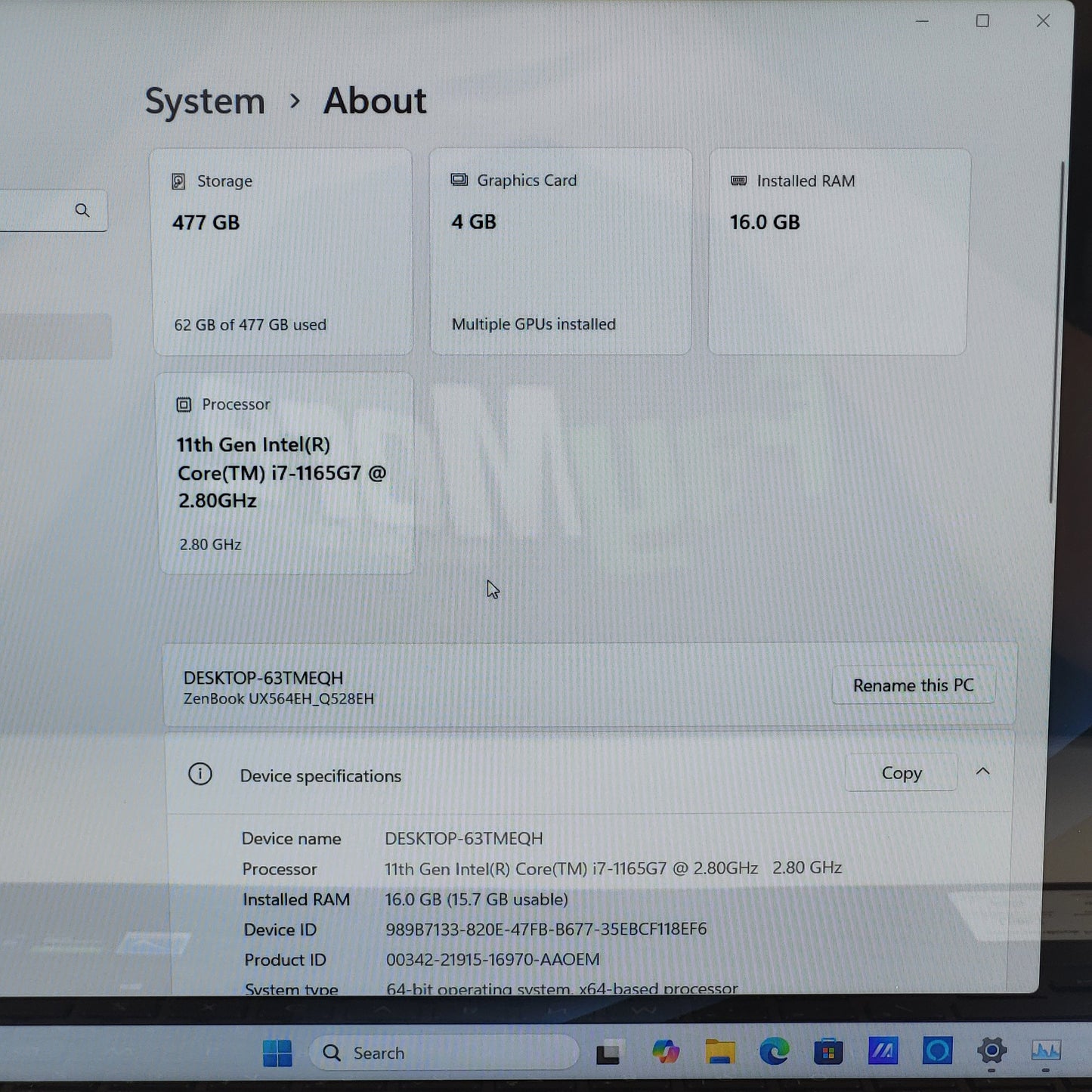 Asus Zenbook Flip 15 Q528E 15.6" i7-1165G7 4.7GHz 16GB RAM 512GB SSD GeForce GTX 1650