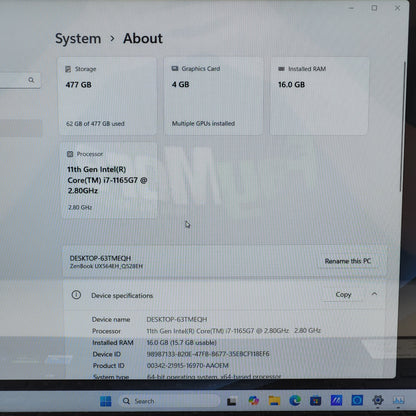 Asus Zenbook Flip 15 Q528E 15.6" i7-1165G7 4.7GHz 16GB RAM 512GB SSD GeForce GTX 1650