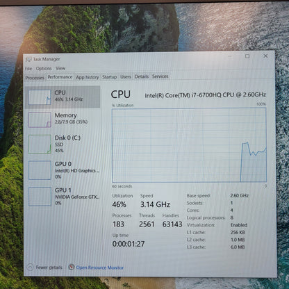 Dell XPS 9550 15.6" i7-6700HQ 2.6GHz 8GB RAM 256GB SSD GeForce GTX 960M