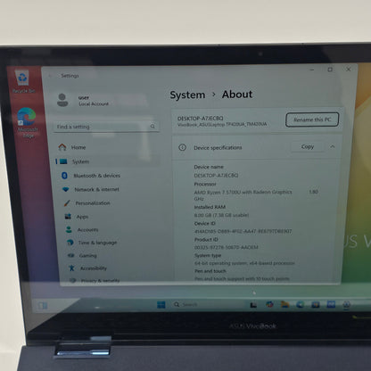 ASUS VivoBook Flip 14 TM420UA-DS71T 14" Ryzen 7 5700U 1.8GHz 8GB RAM 512GB SSD