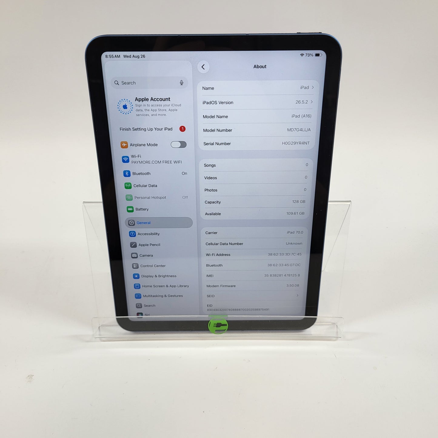 Factory Unlocked Apple iPad 11" (A16) 128GB Blue MD7G4LL/A
