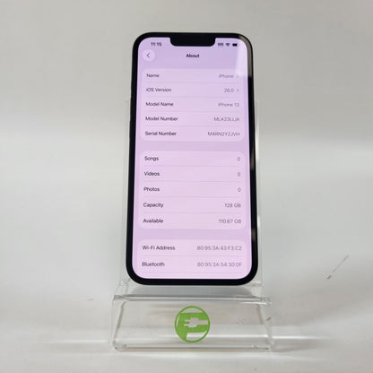 Unlocked Apple iPhone 13 128GB 26.0 Midnight MLA23LL/A
