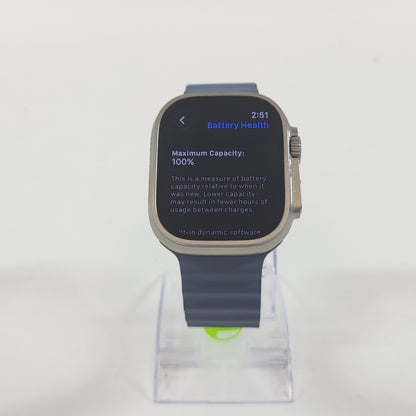 Unlocked Apple Watch Ultra 3 49MM Natural Titanium Anchor Blue Ocean Band MEWH4LW/A