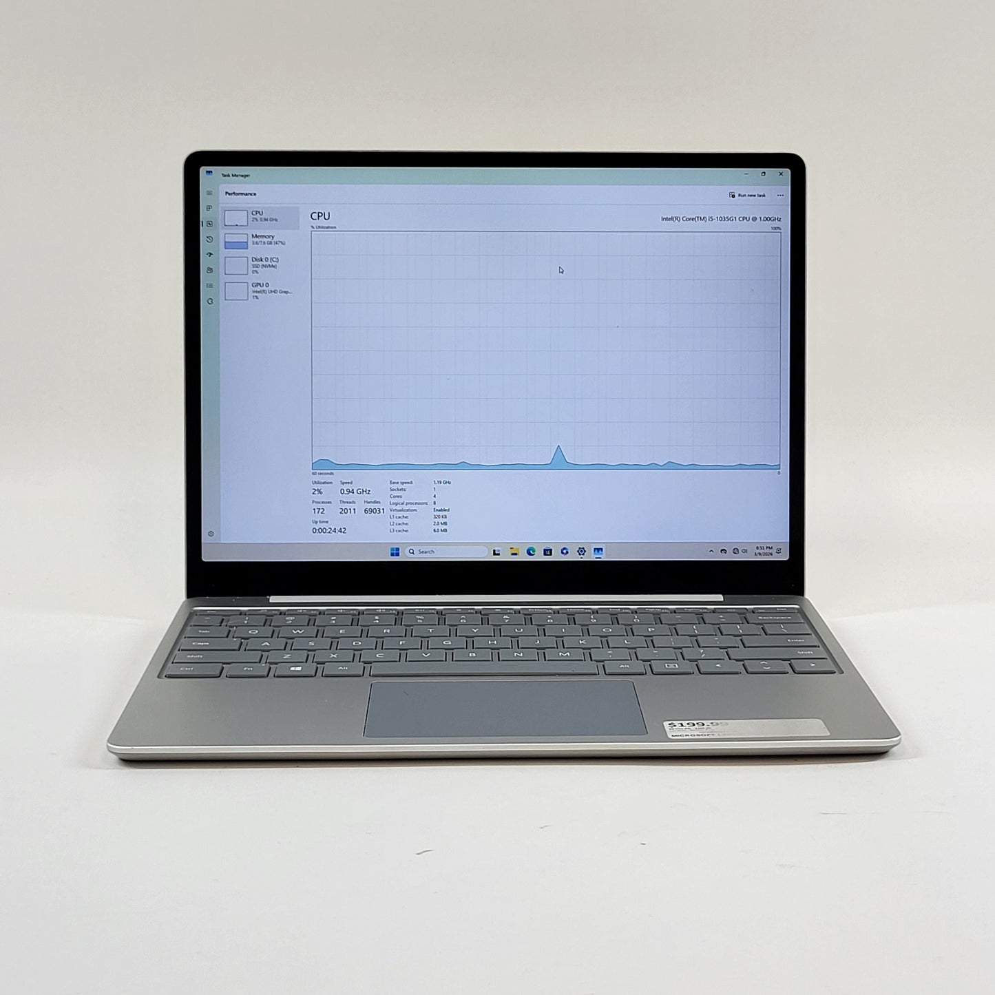 Microsoft Surface Laptop Go 2 1943 12.4" i5-1035G1 3.6GHz 8GB RAM 256GB SSD