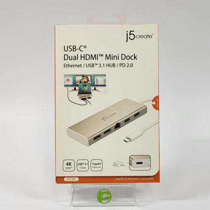New J5 Create USB-C Dual  Hdmi Mini Dock JCD381