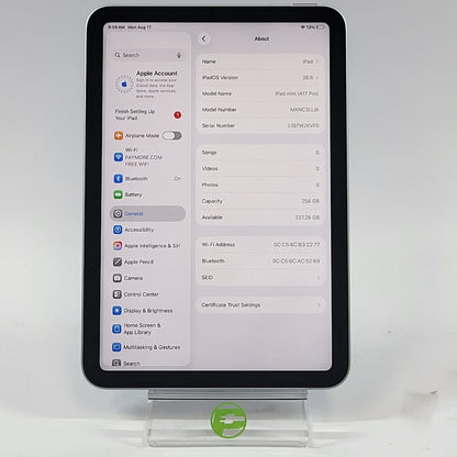 WiFi Only Apple iPad Mini (A17 Pro) 256GB Blue MXNC3LL/A