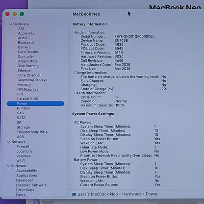 2026 Apple MacBook Neo 13" A18 Pro 5C GPU 4.0GHz 8GB RAM 512GB SSD MHFC4LL/A