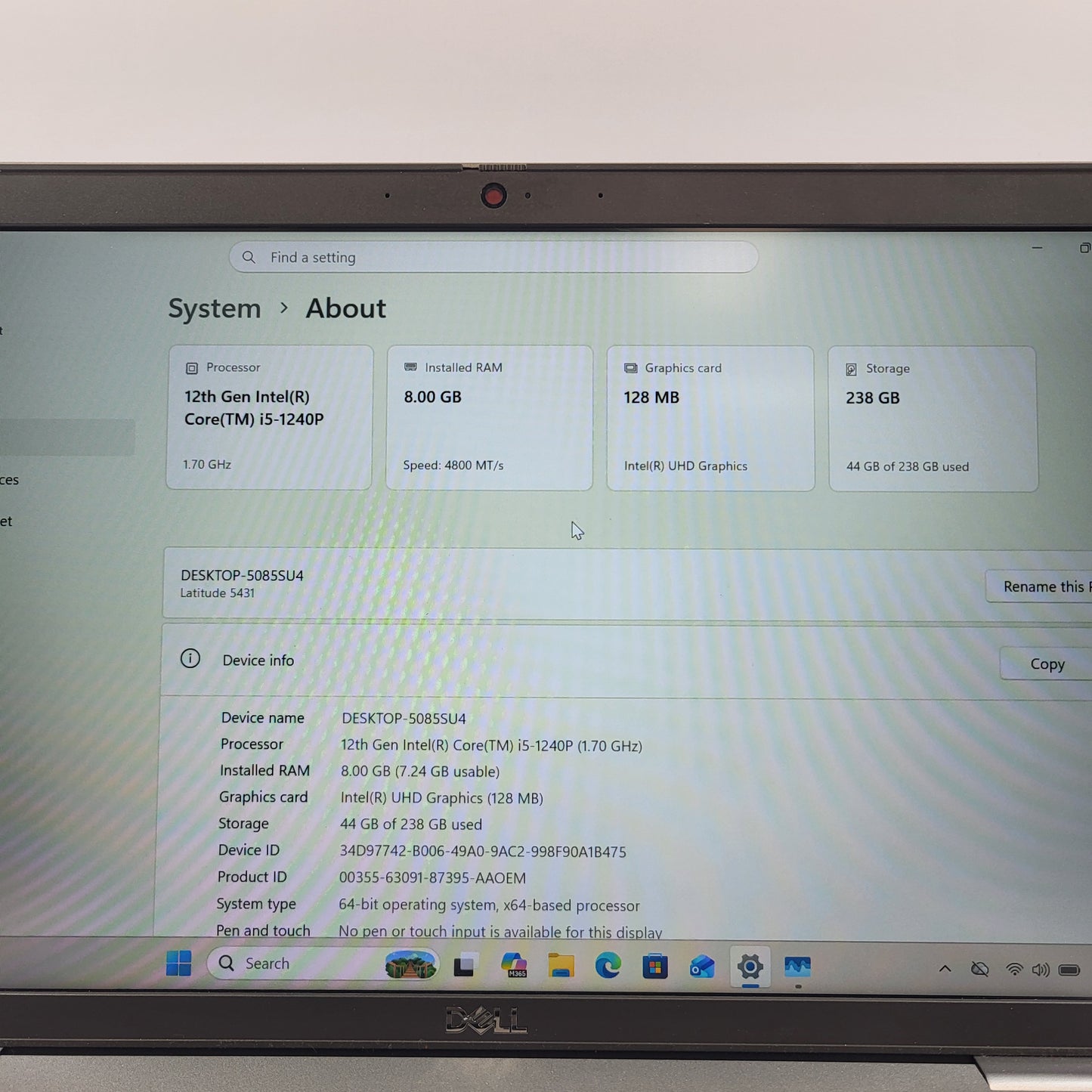 Dell Latitude 5431 14" i5-1240P 1.7GHz 8GB RAM 256GB SSD
