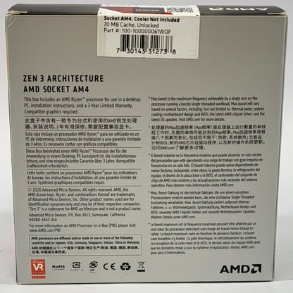 New AMD Ryzen 9 5900X 3.70GHz 12 Core 100-100000061W0F 24 Thread AM4