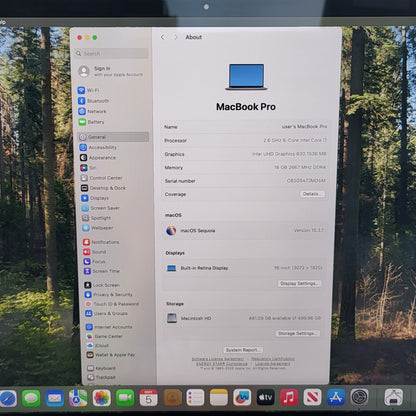 2019 Apple MacBook Pro 16" i7 2.6GHz 16GB RAM 512GB SSD Space Gray A2141
