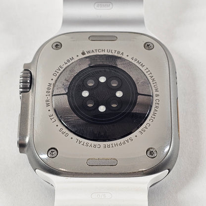 Unlocked Apple Watch Ultra 49MM Natural Titanium White Ocean Band MNH83LL/A