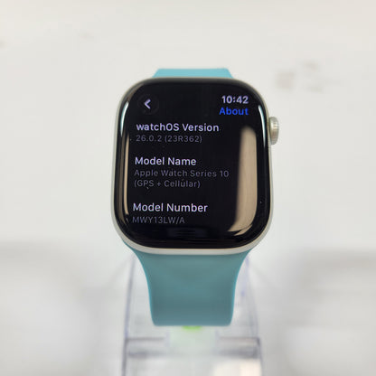 Unlocked Apple Watch Series 10 46MM Silver Aluminum Aftermarket Band MWY13LW/A