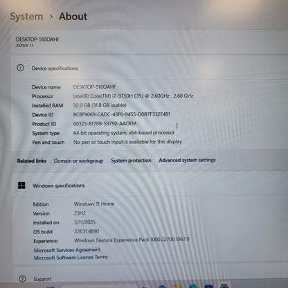 adata XENIA 15 14.1" i7-9750H 2.6GHz 32GB RAM 1TB SSD GeForce GTX 1660 Ti