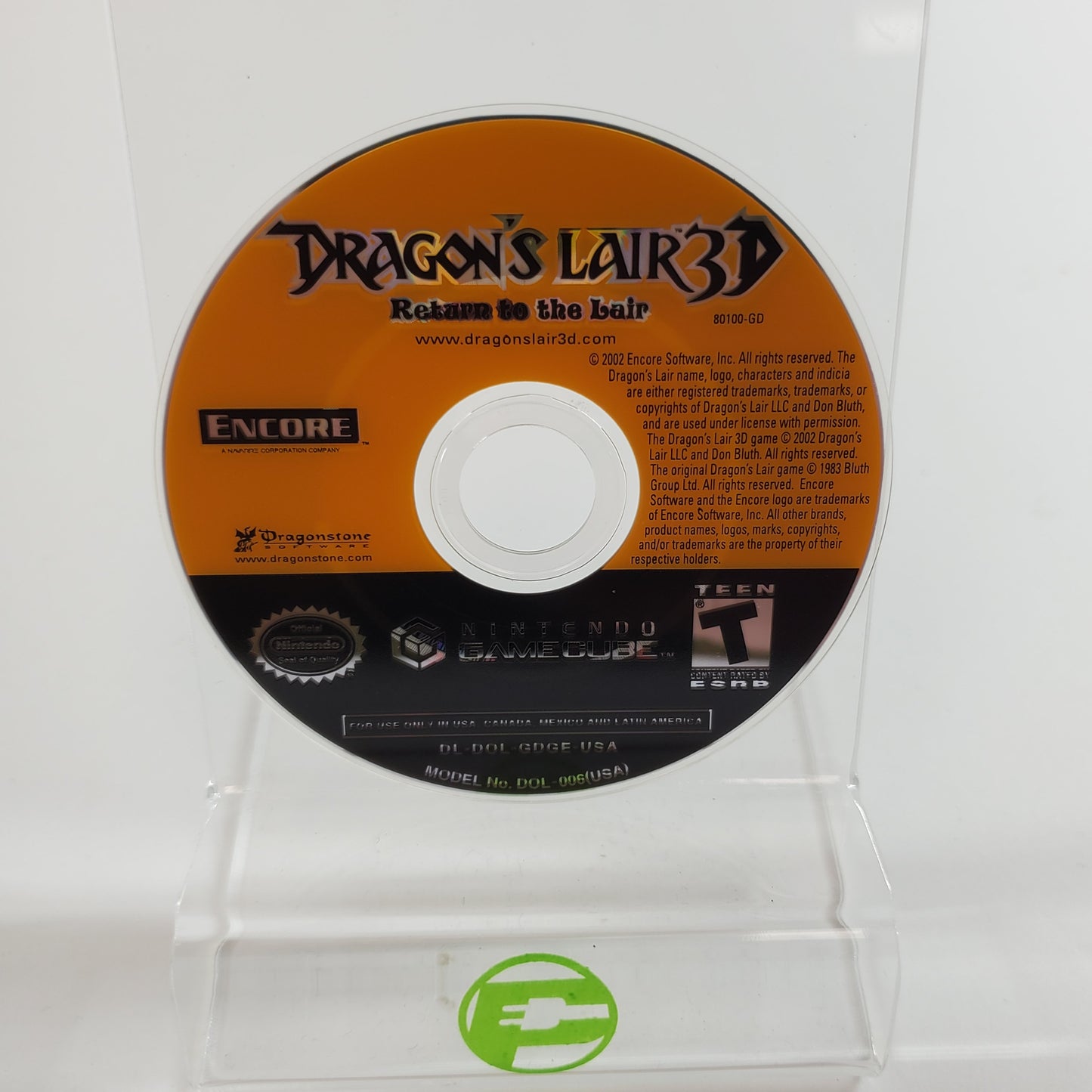 Dragon's Lair 3D (Nintendo GameCube, 2002) Disc Only