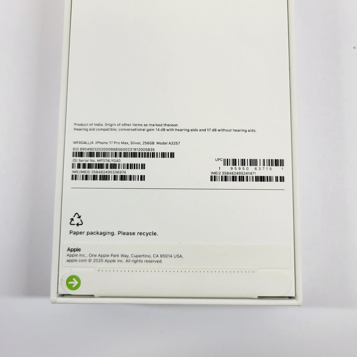 New Factory Unlocked Apple iPhone 17 Pro Max 256GB Silver MFXG4LL/A