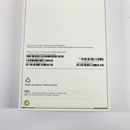 New Factory Unlocked Apple iPhone 17 Pro Max 256GB Silver MFXG4LL/A