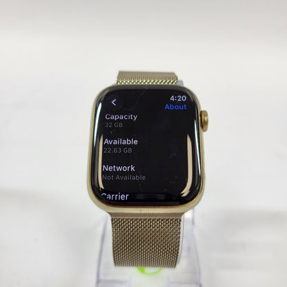 GPS Only Apple Watch Series 8 Gold Radiant Gold Milanese Loop MNKP3LL/A
