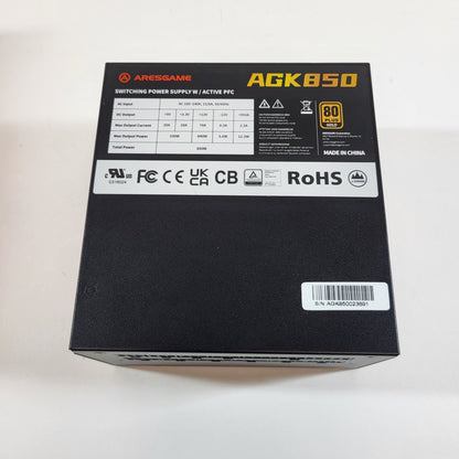 New AresGame AGK850 AGK850 80 Plus Gold 850W Fully Modular Power Supply Open Box