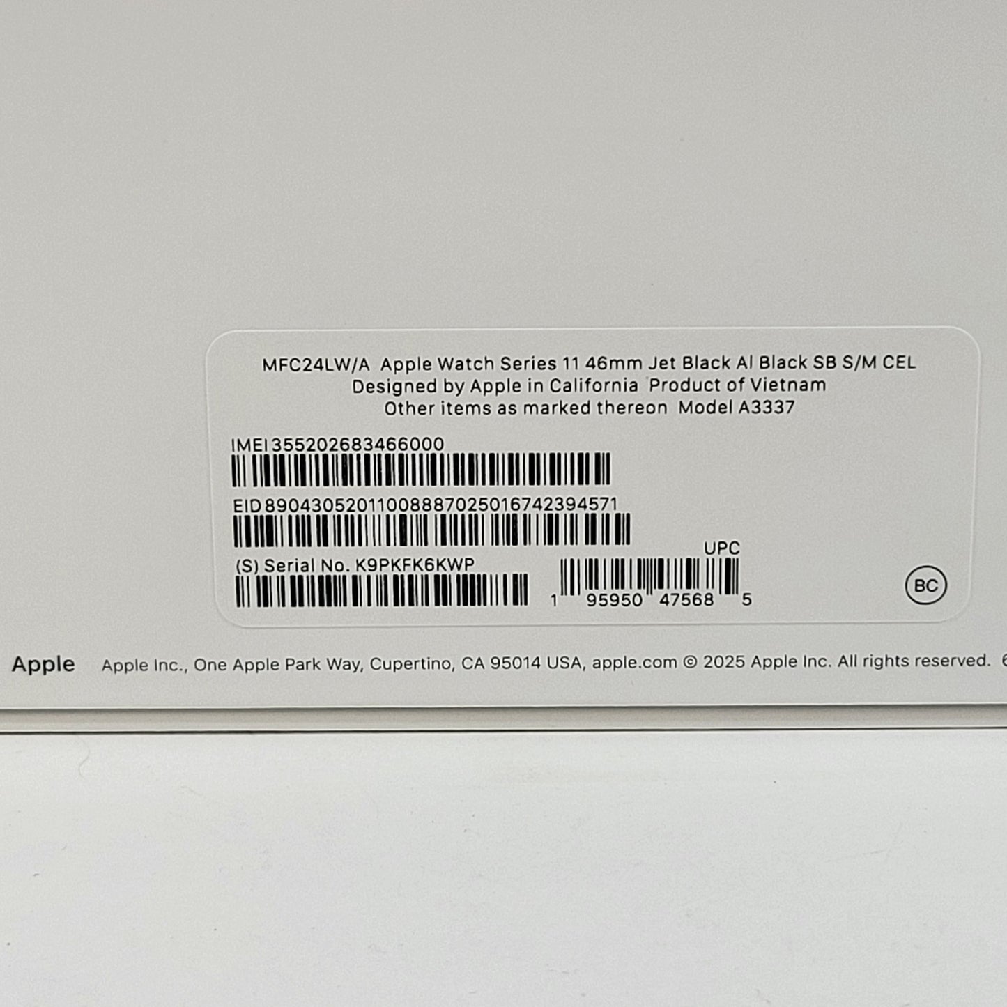 New Unlocked Apple Watch Series 11 46MM Jet Black Aluminum Space Black Band