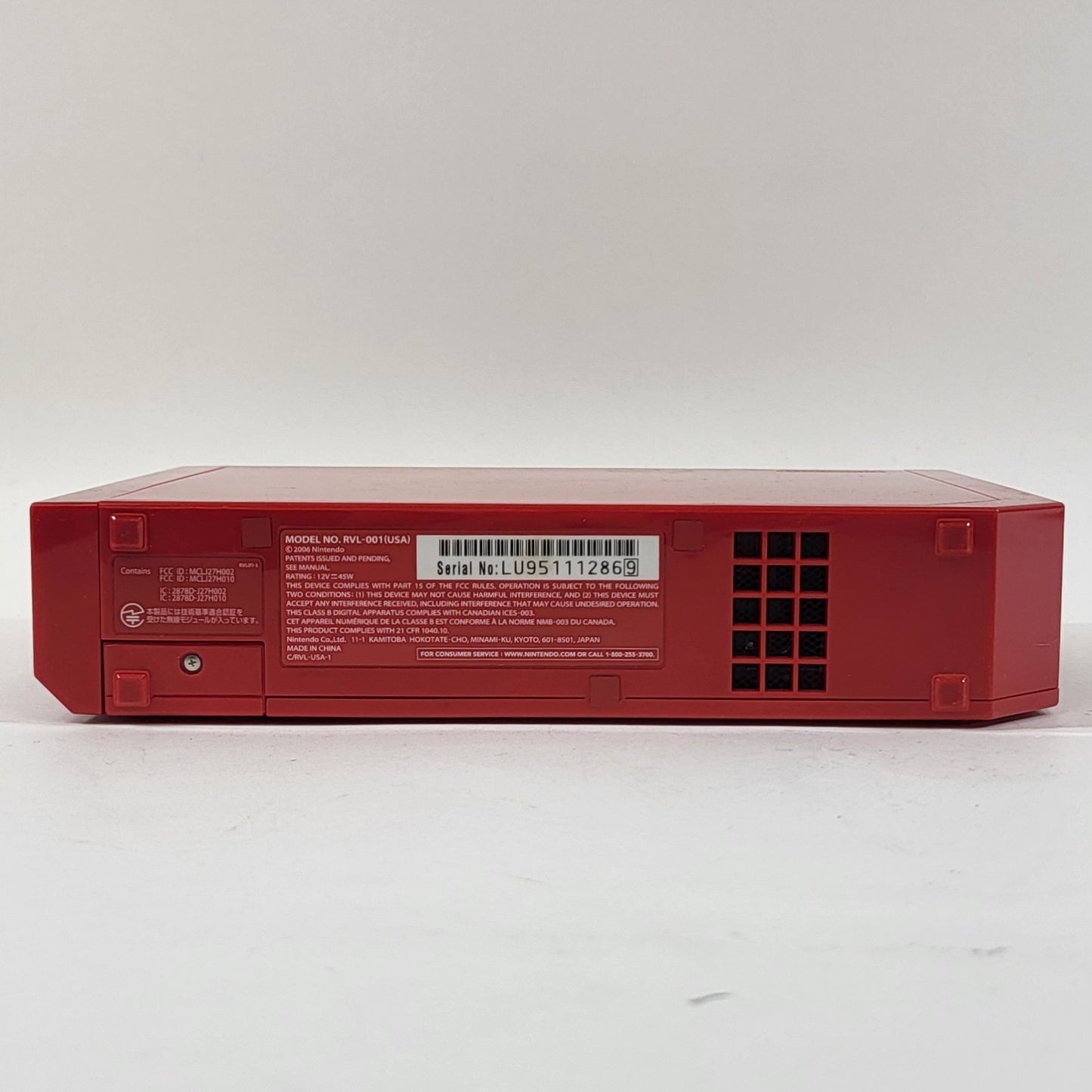 Nintendo Wii Console Gaming System RVL-001 Red Missing Cover
