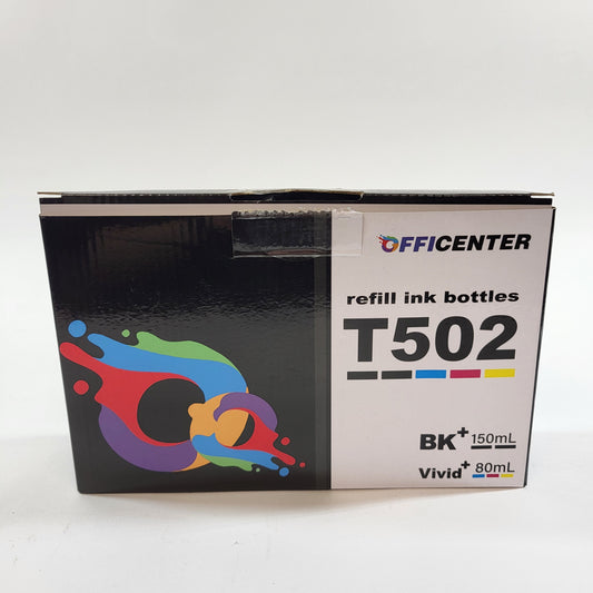 New Officenter T502 Black/Tri-color  Refill Ink Bottles Open Box