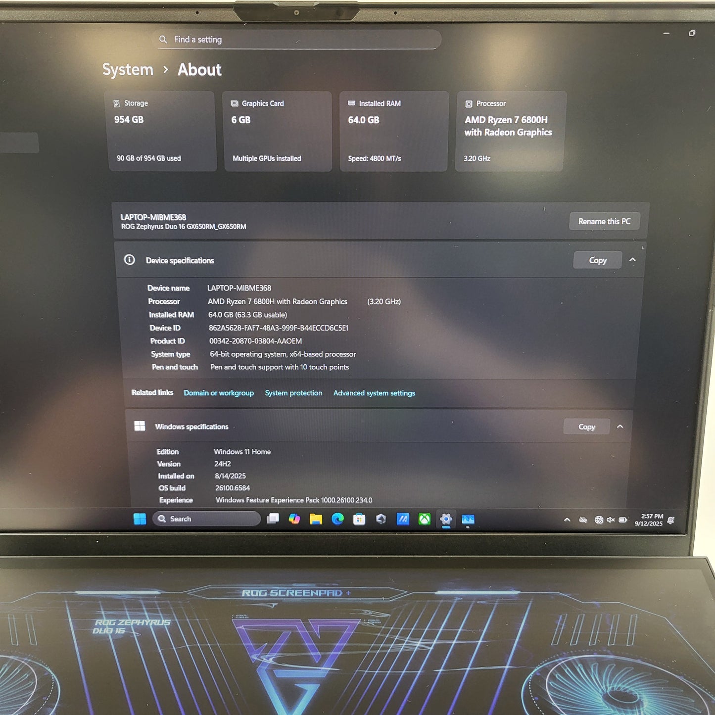 Asus ROG Zephyrus Duo 16 GX650RM 16" Ryzen 7 6800H 1TB SSD GeForce RTX 3060