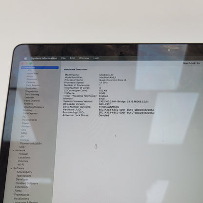 2020 Apple MacBook Air 13.3" i5 1.1GHz 8GB RAM 512GB SSD Space Gray A2179