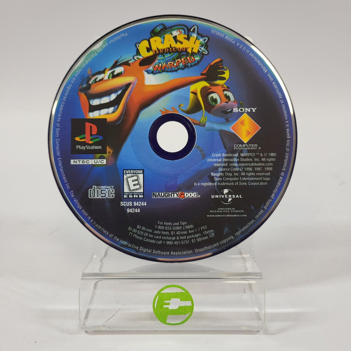 Crash Bandicoot Warped (Sony PlayStation 1 PS1, 1998) Incomplete