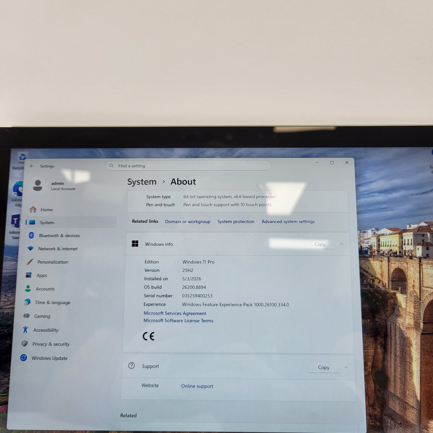 Microsoft Surface Pro 7 12.3" i5-1035G4 1.1GHz 8GB RAM 128GB SSD