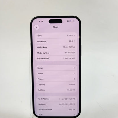 T-Mobile Apple iPhone 15 Plus 128GB Black MTXR3LL/A