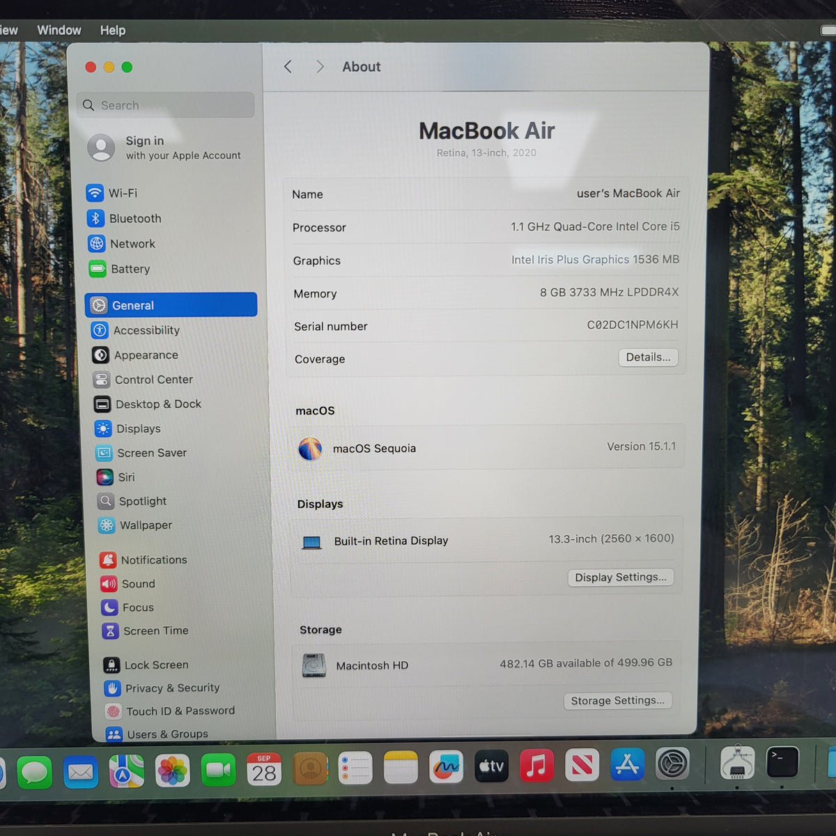 2020 Apple MacBook Air 13.3" i5 1.1GHz 8GB RAM 512GB SSD Silver A2179 READ