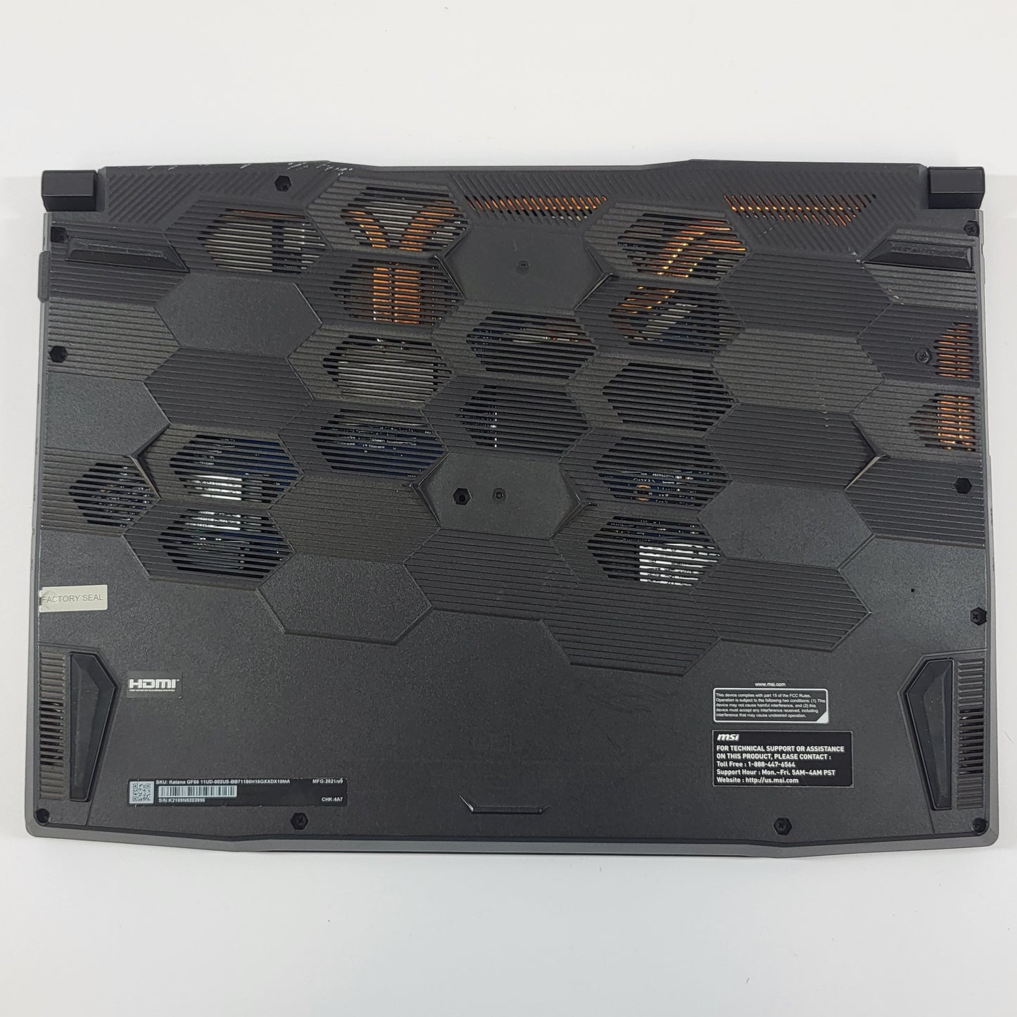 MSI Katana GF66 11UD 15.6" i7-11800H 2.3GHz 16GBRAM 512GBSSD GeForce RTX 3050 Ti
