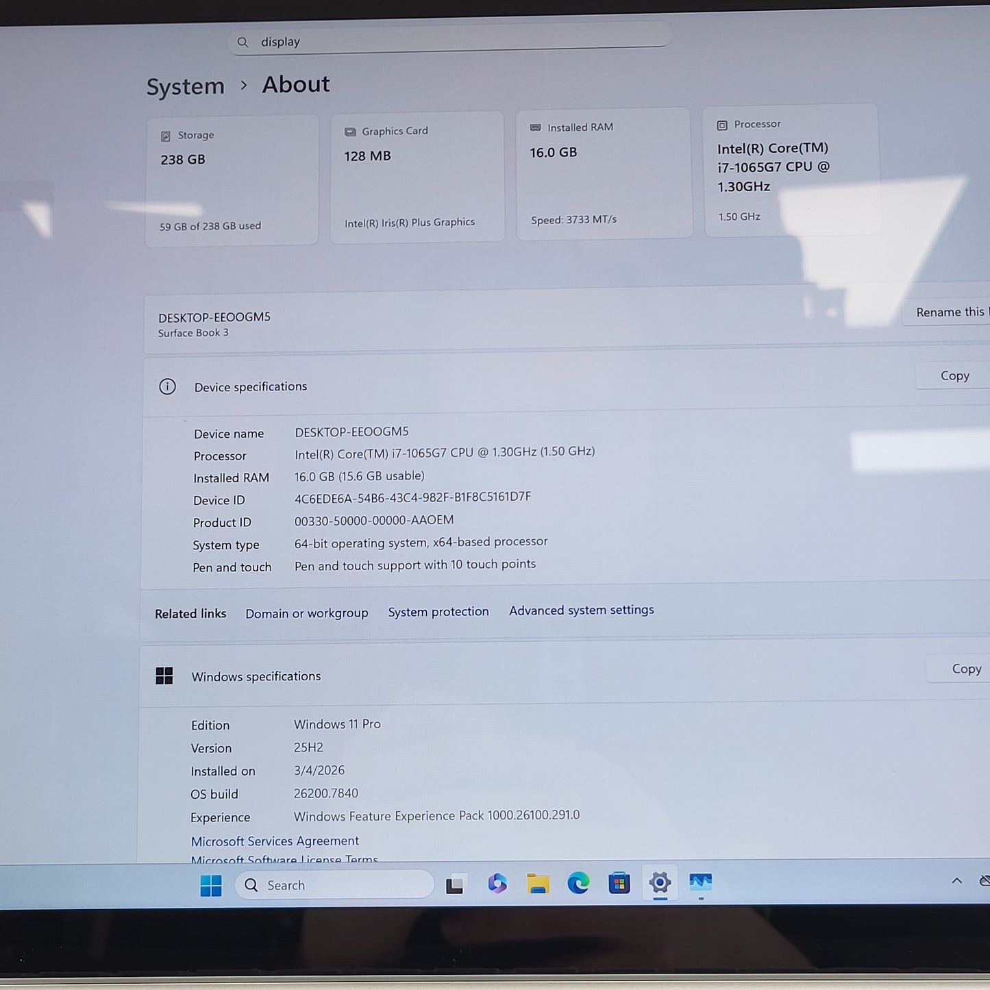 Microsoft Surface Book 3 1899 13.5" i7-1065G7 1.5GHz 16GB RAM 256GB SSD