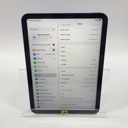 Factory Unlocked Apple iPad 11" (A16) 128GB Blue MD7G4LL/A